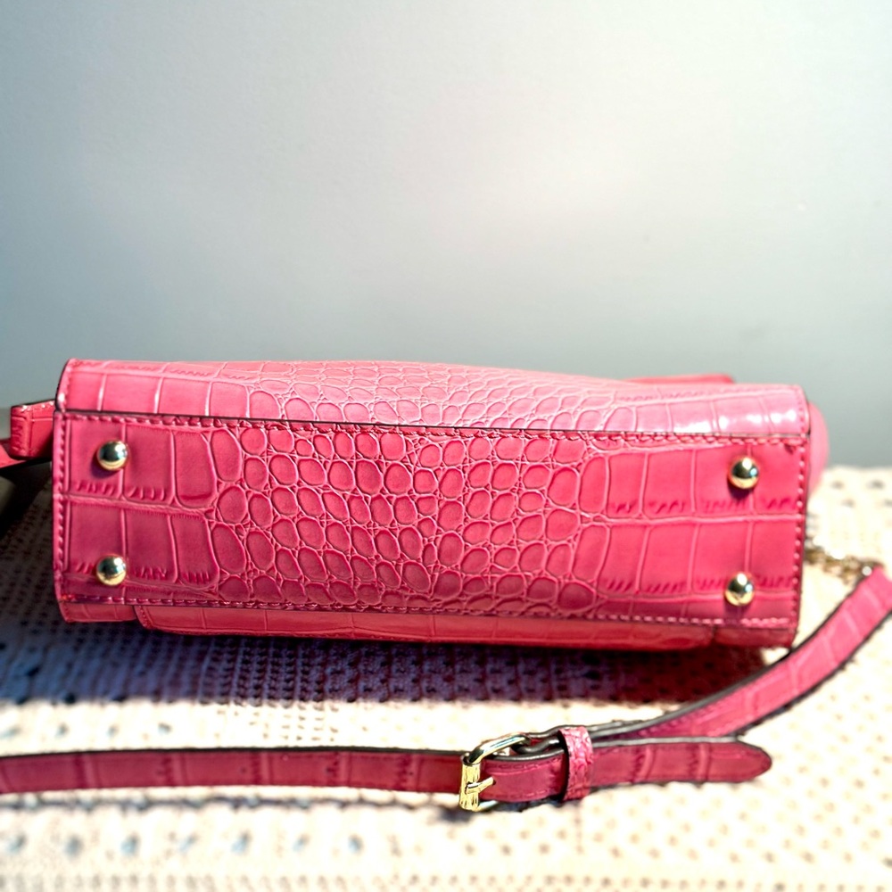 Anne Klein Vibrant Pink Croc-Embossed Shoulder Bag - Picture 5 of 10